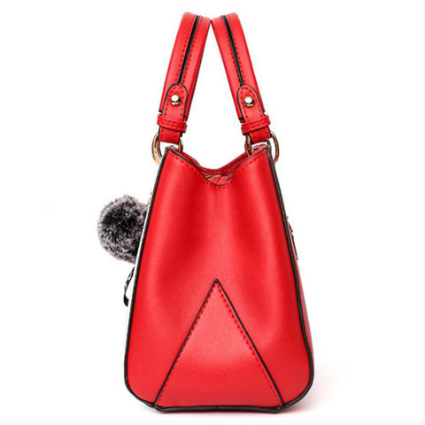 Women Hairball Ornaments Totes Patchwork Handbag Party Purse Ladies Messenger Crossbody Shoulder Bags Women Handbags - Fashionner