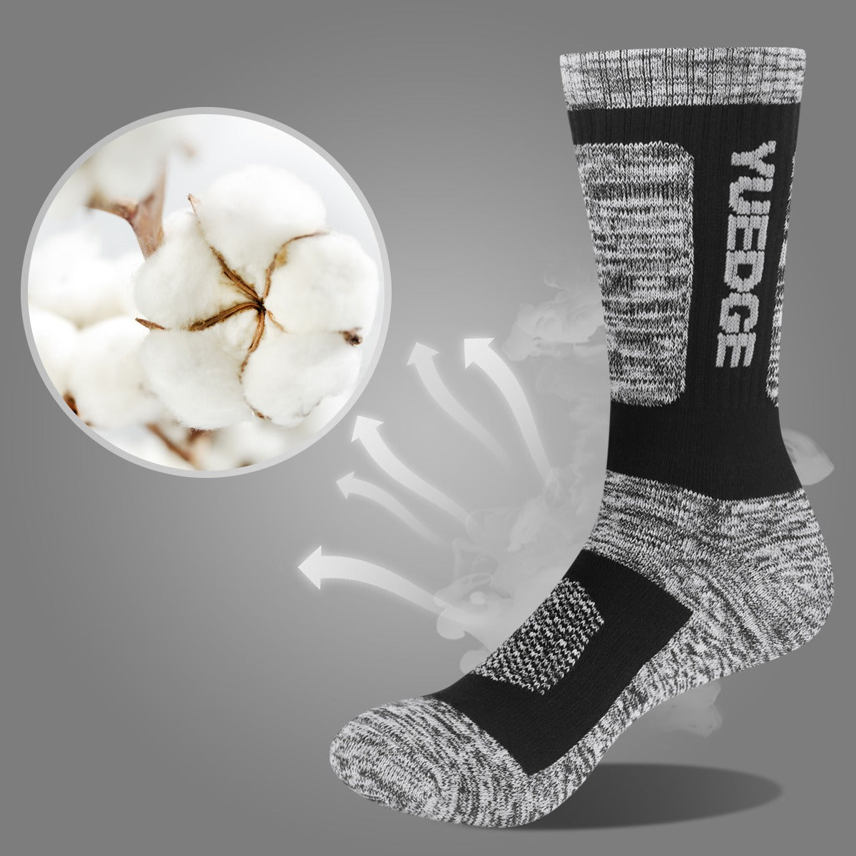 5 Pairs Of Men's Comfortable Breathable Pure Cotton Socks With Thickened Terry Bottom For Cycling Hiking Skiing Outdoor Sports Socks - Fashionner