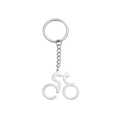 Gexiang Factory Acier Titane Découpe Creuse 18K Or Véritable Galvanoplastie Trait Simple Pendentif Vélo Porte-clés Acier Inoxydable