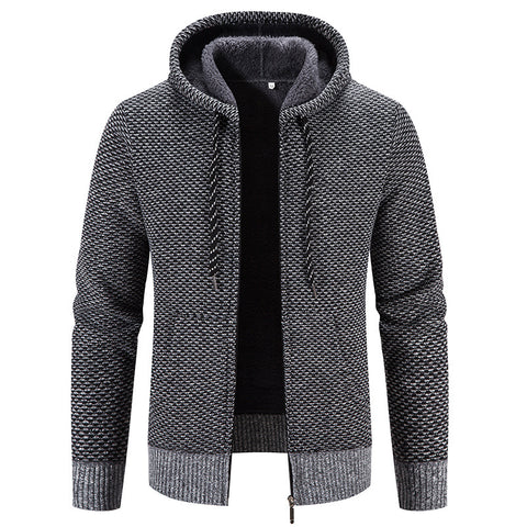 Manteau d'hiver avec fermeture éclair, couleur unie, manches longues, cordon de serrage avec capuche, pour rester au chaud, décontracté, épais, en peluche, pour un usage quotidien.