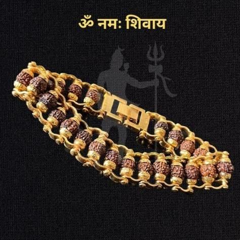 Bracelet Rudraksha plaqué or pour homme
