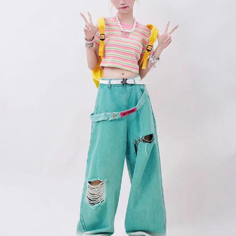 American Retro Tattered Jeans Jeans - Fashionner