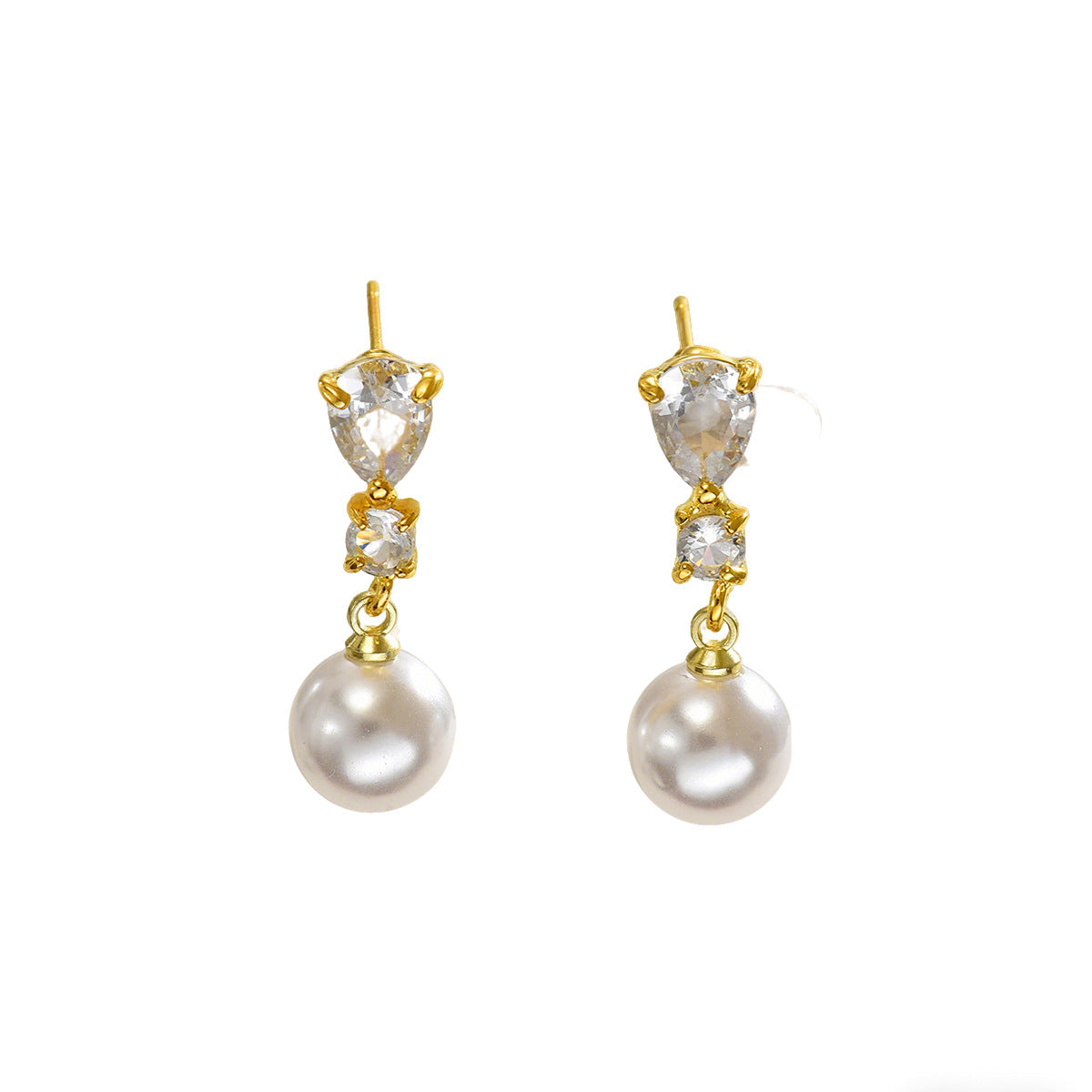 Buy Cross-Border European American Jewelry, Niche Geometric Earrings Inlaid With Pearls & Cubic Zirconia, Fashion Versatile Stud Ear Jewelry For Women online at Fashionner.