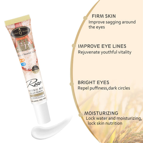 Crème Contour des Yeux au Riz Pour Éliminer les Poches et les Cernes, Atténuer les Ridules et Raffermir la Peau