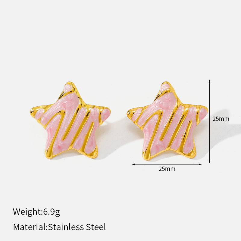 Buy Five-Pointed Star Fashion Light-Luxury Oil-Drop Geometric Stud Earrings online at Fashionner.