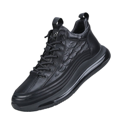 Men's Shoes Spring And Autumn New Style Thick Soled Mid Top Casual Fashion Shoes Air Cushion Soled Fish Pattern Light Sneakers - Fashionner