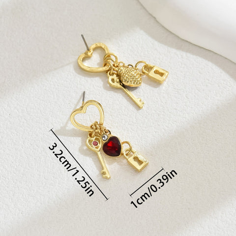 Boucles d'oreilles de luxe Saint-Valentin avec strass en forme de cadenas, série « Love », boucles d'oreilles fantaisie en forme de cadenas pour femmes