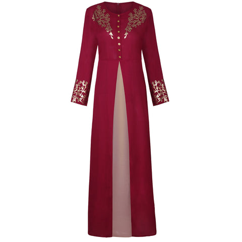 Robe arabe musulmane imprimée dorée pour femmes