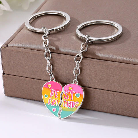 Ornements Pendentifs Mignons en Forme de Cœur pour Couple avec Boucle de Clé