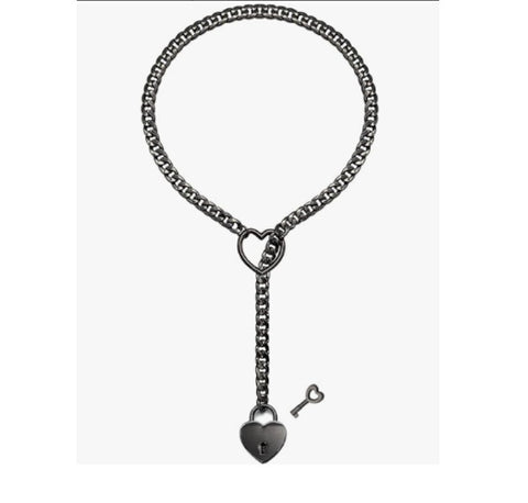 Collier réglable en forme de cœur, maille cubaine