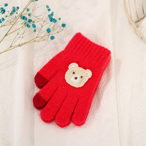 Gants en laine tricotés à cinq doigts pour enfants