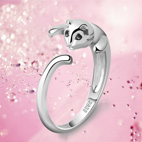 Bague en argent sterling S925, bague couple chat, bague de queue pour femme