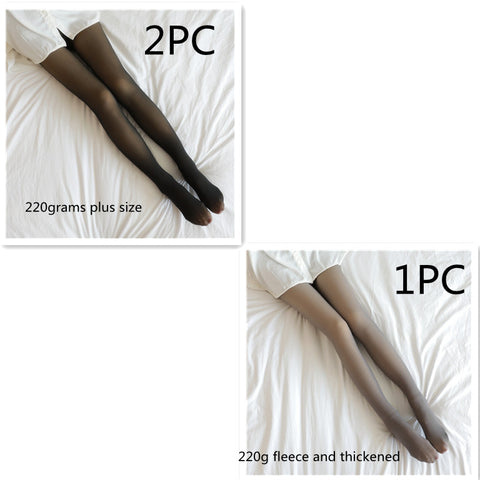 Fake Translucent Plus Size Leggings Fleece Lined Tights Fall And Winter Warm Fleece Pantyhose Women Fleece Lined Pantyhose Thermal Winter Tights - Fashionner