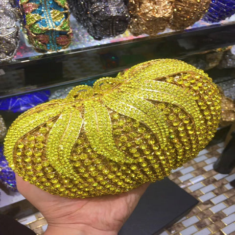 Sac à main Fruit et Légume Tomate Vide Métal Incrusté Diamant Plein Diamant de l'Eau