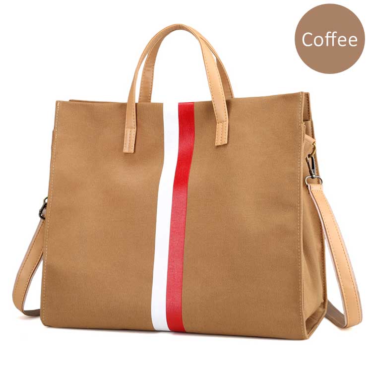 Canvas Ladies Work Bag Women Tote Hand Bag Shoulder Bag for Women Fashion Lady Shopping Canvas Stripe Tote Bags Female Handbags - Fashionner