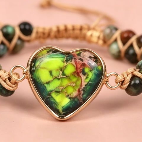 Buy Heart-Shaped Pendant Bracelet, Double-Layer Beaded Woven Bracelet, Friendship And Couple Bracelet online at Fashionner.