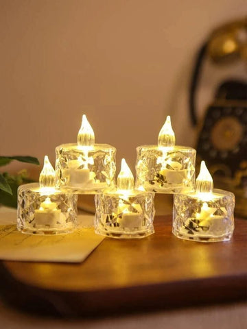 Bougies décoratives en cristal sans flamme ni fumée (4 pièces)
