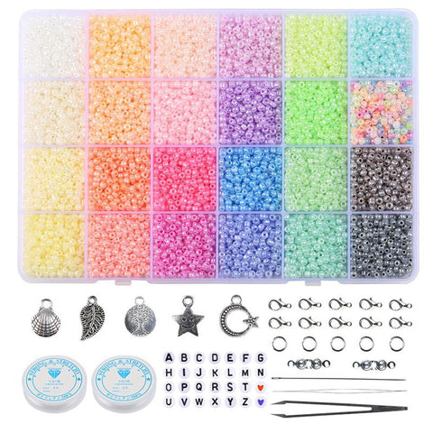 Perles en vrac de couleur de verre ménager, ensemble de 24 couleurs