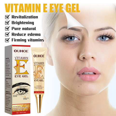 Crème Contour des Yeux à la Vitamine E, Atténue Cernes et Pattes d'Oie, Raffermit et Hydrate