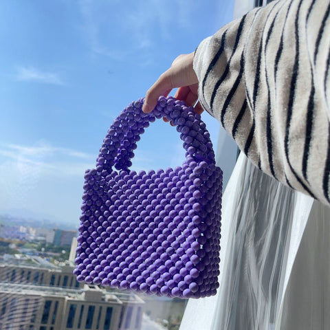 Sacs perles à la mode, sacs à main perles de couleur unie