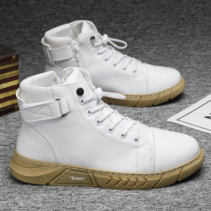 Men's shoes new autumn and winter leather plush Martin boots casual men's running high rise sports shoes - Fashionner