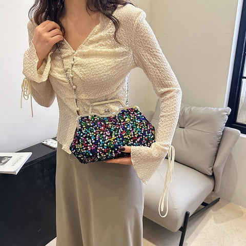 Nouveau sac à main à bandoulière tendance mode Sac de soirée niche à paillettes