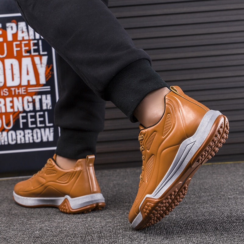 Single Cotton Casual Shoes Of The Same Style Men's Winter New Thickened Thermal Leather Shoes Fashion Korean Leather Plush Shoes - Fashionner