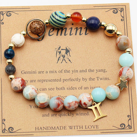 Bracelets Douze Constellations Pierres Naturelles Perles Huit Planètes