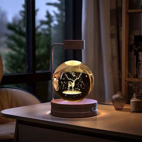 Veilleuse d'intérieur dinosaure cosmique boule de cristal, alimentée par USB, lumière chaude de chevet, cadeau d'anniversaire