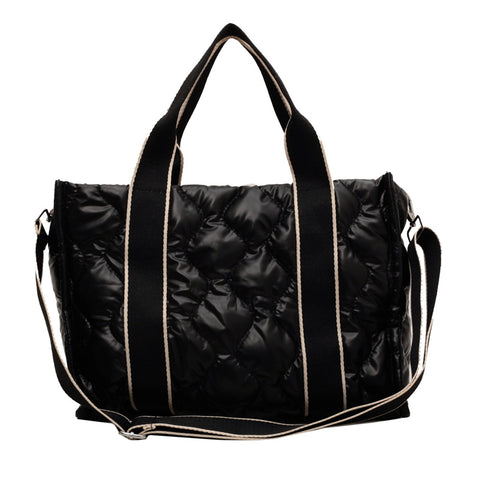 Rhombus Sewing Tote Bag Winter Designer Luxury Down Shoulder Bag High Capacity Commuting Personalized Handbags For Women - Fashionner