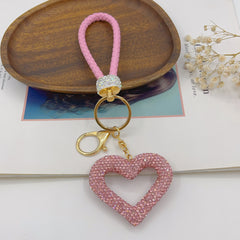 Polymer Clay Leather Rope Hollow Heart Keychain Cute High-end Bags Pendant Finished DIY Creative Small Pendant Wholesale