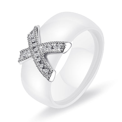 Bague Couple Bagues Céramique Noire et Blanche X