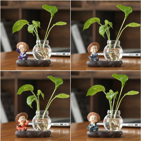 Radis Vert Hydroponique Pots de Plantes et Ustensiles Décorations de Bureau Transparentes Ameublement