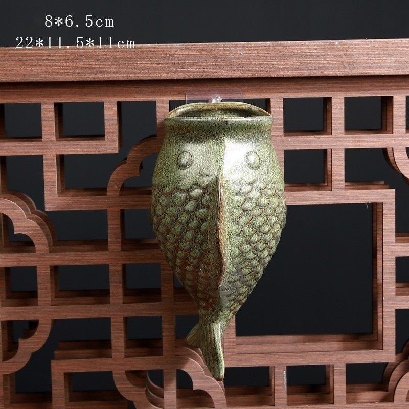 Hanging Ceramic Half Wall Decoration Flower Pot Creative Hydroponics Green Radish