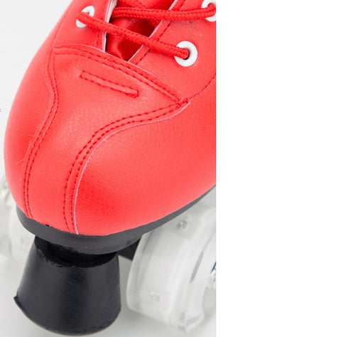 Patins à Double Rangée Big Red Cowhide avec Roues Lumineuses et Résistantes à l'Usure