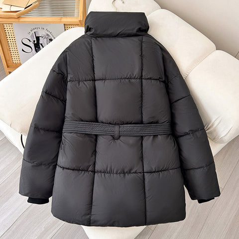 Manteau à revers chaud à carreaux avec ceinture, design mode, veste épaisse décontractée, vêtements pour femmes automne et hiver