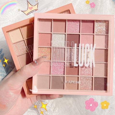 Palette de Fards à Paupières 25 Couleurs Lucky Cube Scintillant Mat Couleurs Terre Orange Marron