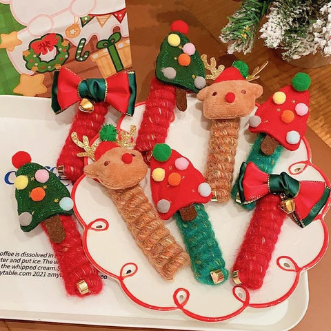 Jolies filles bande élastique en caoutchouc Noël enfants fil téléphonique cheveux spirale bobine festive habiller les accessoires de cheveux d'enfant coiffure
