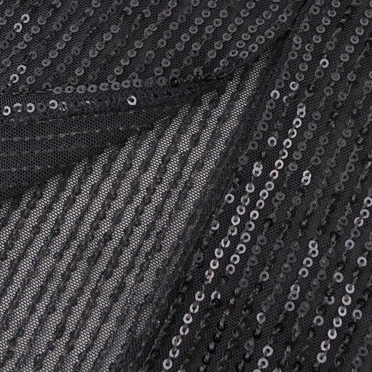 Lantern Sleeves Stretch Sequin Party Mid-length Dresses For Women - Fashionner