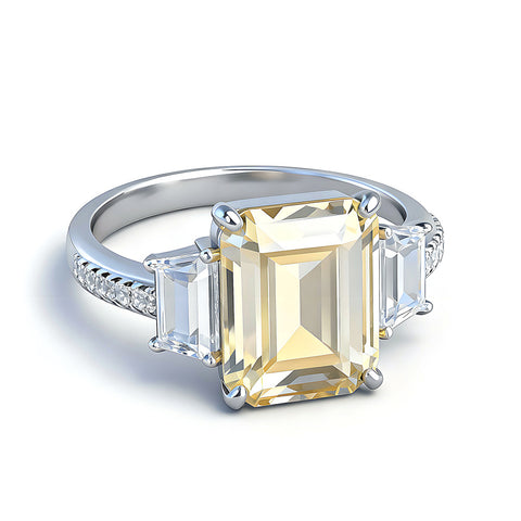 Buy New S925 Silver Ring With An Rectangular Aquamarine Womens Style online at Fashionner.