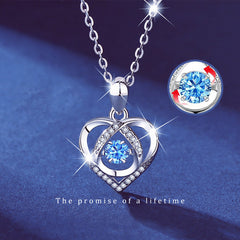 S925 Beating Heart-shaped Necklace Women Luxury Love Rhinestones Necklace Jewelry Gift For Valentine's Day - Fashionner