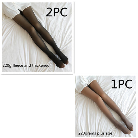 Fake Translucent Plus Size Leggings Fleece Lined Tights Fall And Winter Warm Fleece Pantyhose Women Fleece Lined Pantyhose Thermal Winter Tights - Fashionner