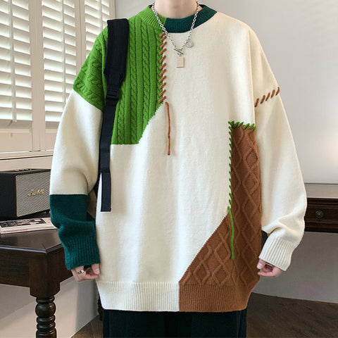 Pull colorblock Pull-over Hiver Mode Manche longue Vêtements pour hommes
