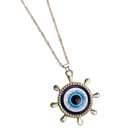 Collier ras de cou œil grec occidental en argent pour femmes et filles