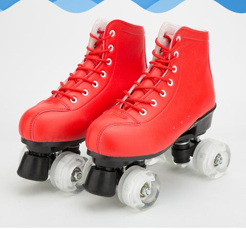 Patins à Double Rangée Big Red Cowhide avec Roues Lumineuses et Résistantes à l'Usure