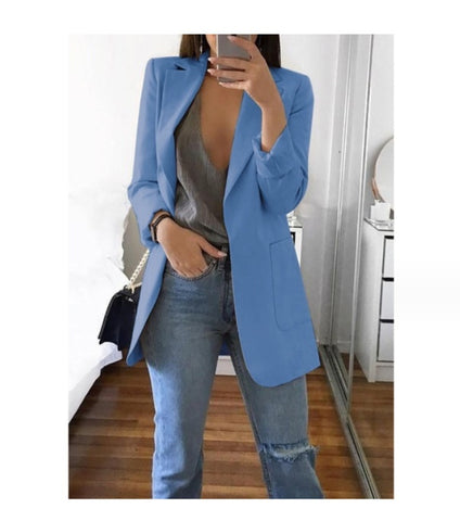 Blazer cardigan fin à revers élégant