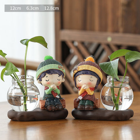 Radis Vert Hydroponique Pots de Plantes et Ustensiles Décorations de Bureau Transparentes Ameublement