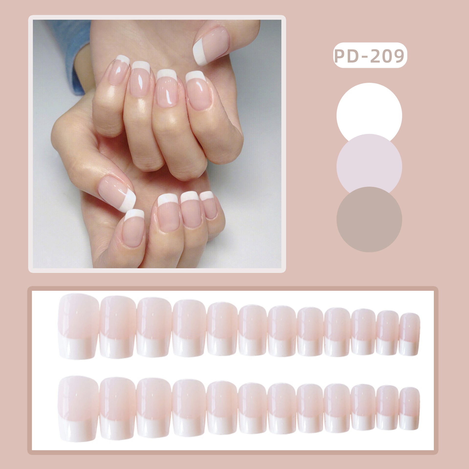 24 Pieces Of French Long Fake Nails - Fashionner