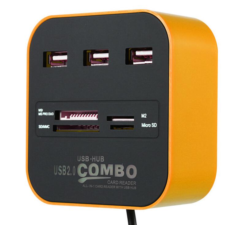 USB HUB Combo All In One USB 2.0 Micro SD High Speed Card Reader 3 Ports Adapter Connector For Tablet PC Computer Laptop - Fashionner