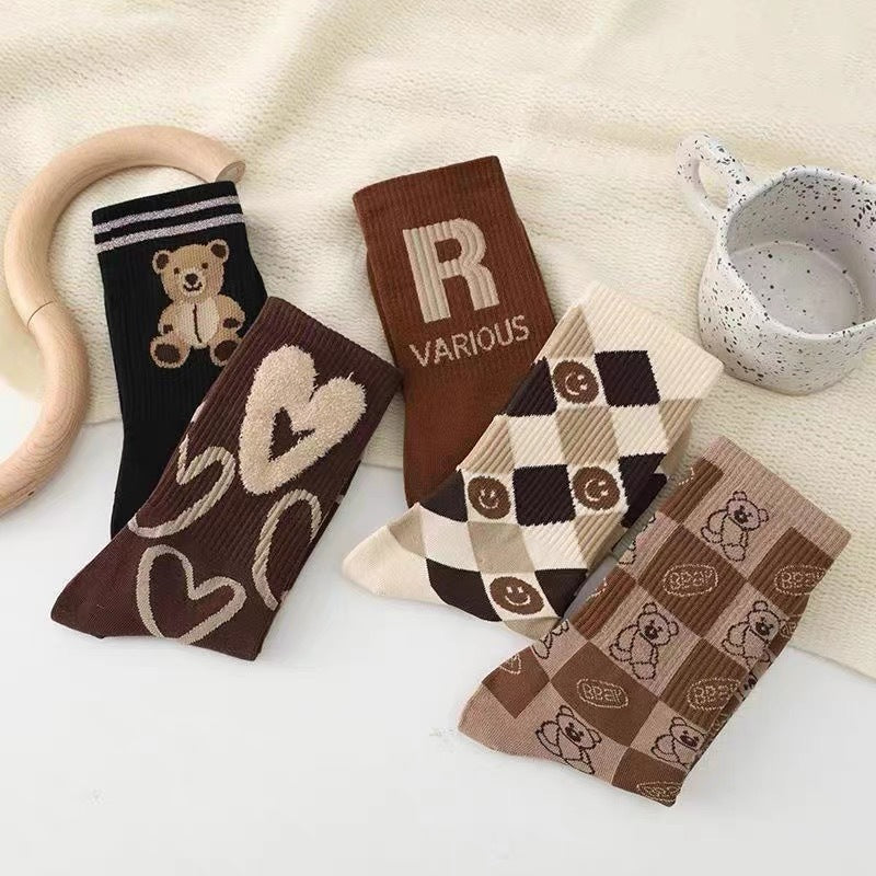 Feather Yarn Plush Bear Socks For Women - Fashionner